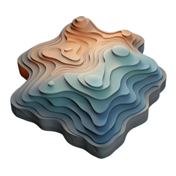vibrant traditional Topographic Map with Muted Colors Isolated Cutout premium png