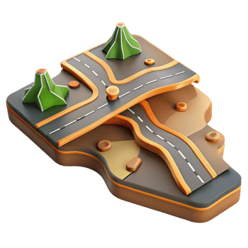 elegant traditional Topographic Map with Roads Cutout Detailed Infrastructure png