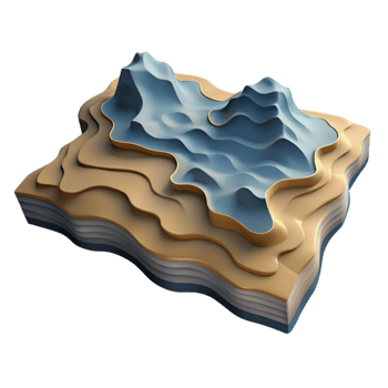 elegant creative Topographic Map with Shadows Isolated Element Depth Effect high quality png