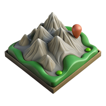 stunning vintage Topographic Terrain Model Isolated Element 3d Render authentic png