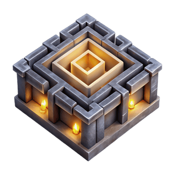 impressive artistic Top View Luminari Maze Isolated Glowing Walls detailed png