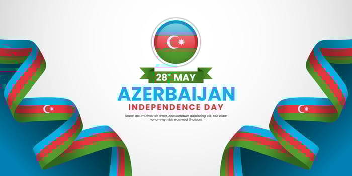 Azerbaijan independence day background 28th of May design element with realistic waving flag vector