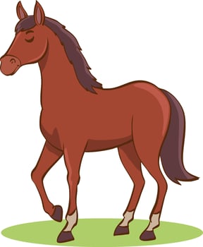 illustration of brown horse cartoon character on white background vector