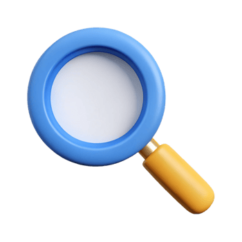 alluring ethereal mid-century Pictogram of a magnifying glass. Clean lines, minimal design, scalable Design. 8K png