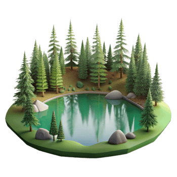magnificent modern Tranquil Forest Lake Reflection Isolated png