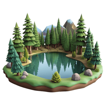 vibrant creative Tranquil Forest Lake Reflection Isolated exclusive png