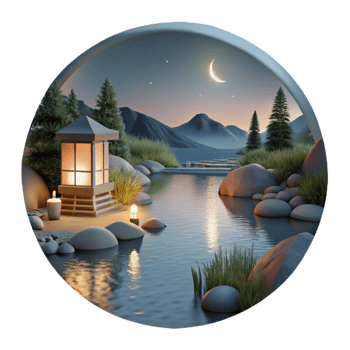 dramatic abstract Tranquil Lake Scene at Dusk Transparent Element png