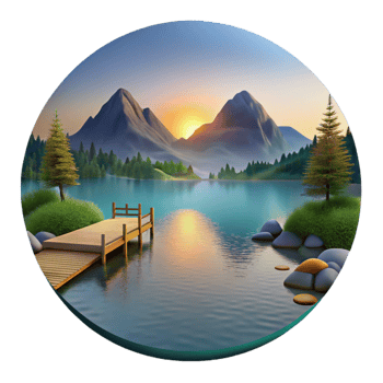 impressive vintage Tranquil Lake View at Dawn Cutout exclusive png