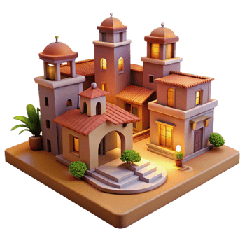 dramatic rustic Tranquil Vespera Town Cutout Warm Evening Colors premium png