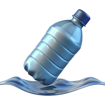impressive minimalist Translucent Plastic Bottle Floating in Water Isolated premium png