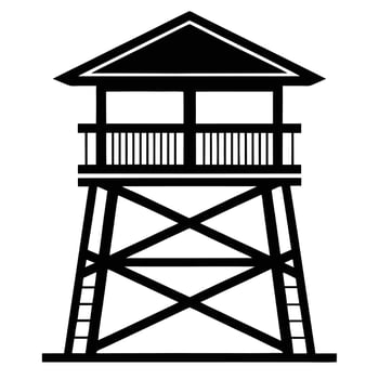 Strong Watchtower Silhouette in Clean Black Minimalist Style vector