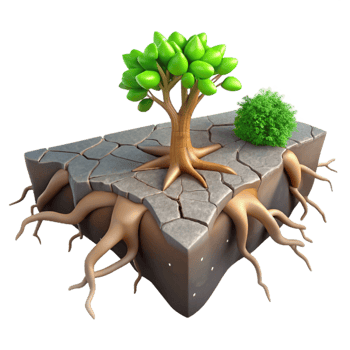 serene modern Tree Roots Breaking Through Asphalt Cutout Side View authentic png