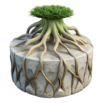 wonderful abstract Tree Roots Encasing Concrete Transparent Background Natural Power png