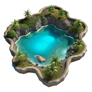 beautiful creative Tropical Bay Bioluminescence Aerial View Isolated png