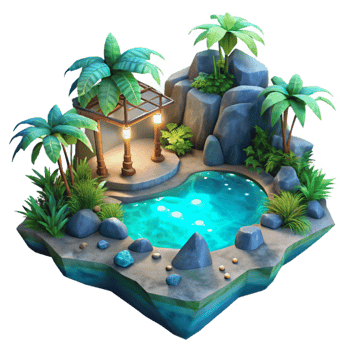 magnificent rustic Tropical Bay Bioluminescence Cutout Transparent Background Night View high quality png