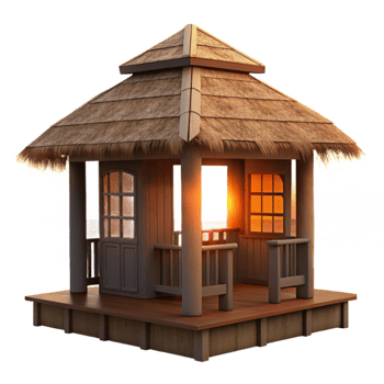 extraordinary abstract Tropical Beach Hut Silhouette Isolated at Sunset original png