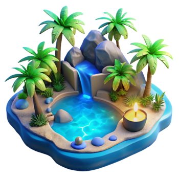 wonderful rustic Tropical Cove Transparent Background Blue Luminescence genuine png