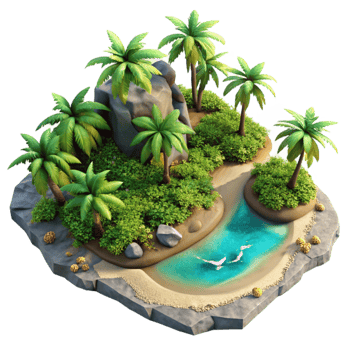stunning modern Tropical Island Isolated Lush Vegetation Aerial View high resolution png