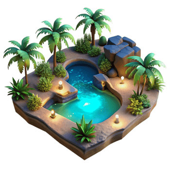 extraordinary rustic Tropical Lagoon Night Glow Cutout Aerial Perspective high quality png