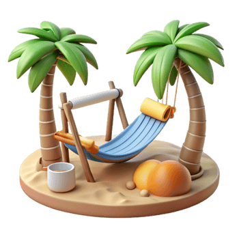 vibrant abstract Tropical Sundowner Hammock Isolated Beachfront Relaxation premium png