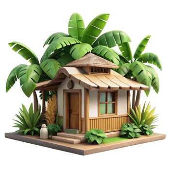 stunning minimalist Tropical Sundowner Villa Cutout with Lush Greenery png
