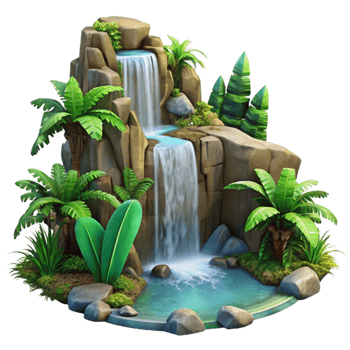 extraordinary artistic Tropical Waterfall Transparent Background Lush Jungle Scene professional png