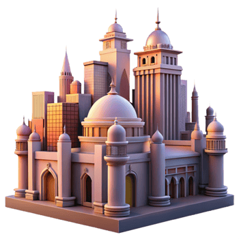 elegant traditional Twilight Cityscape with Detailed Architecture Cutout professional png