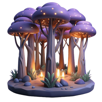beautiful minimalist Twilight Forest Isolated Transparent Background premium png