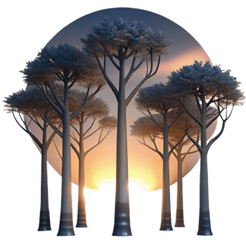 dramatic contemporary Twilight Forest Isolated Transparent Background premium png
