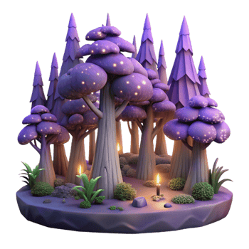 vibrant creative Twilight Forest Isolated Transparent Background exclusive png