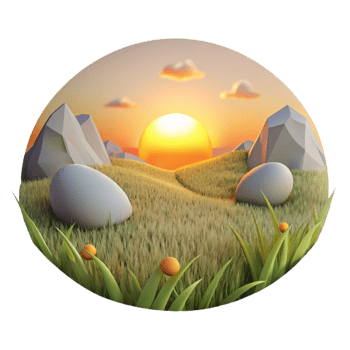 vibrant minimalist Twilight Meadow with Trees Isolated exclusive png