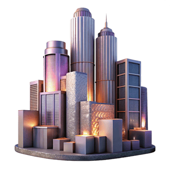 magnificent traditional Twilight Skyscrapers with Transparent Background png