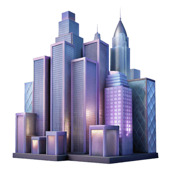 serene artistic Twilight Skyscrapers with Transparent Background original png