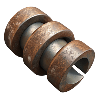 serene minimalist Twisted Metal Beam with Rust Texture Cutout detailed png