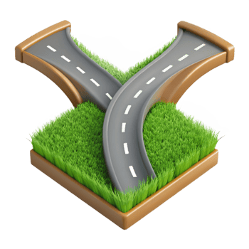 wonderful creative Two Roads Merging Ahead Isolated Element Green Grass high quality png