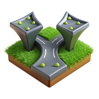 beautiful vintage Two Roads Merging Ahead Isolated Element Green Grass high resolution png