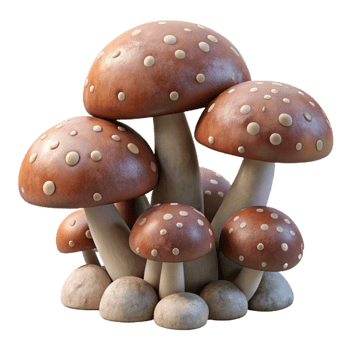 stunning traditional Underground Mushroom Cluster Isolated Transparent Background high resolution png