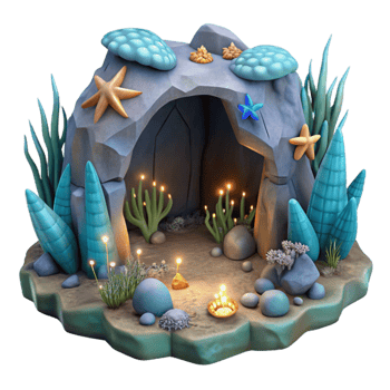magnificent traditional Underwater Cave Glowing Creatures Cutout premium png