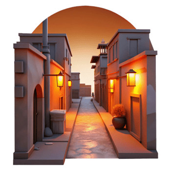 impressive contemporary Urban Alleyway at Sunset Cutout with Warm Orange Glow high resolution png