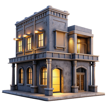 beautiful contemporary Urban Architecture at Twilight Cutout Detailed Facade professional png