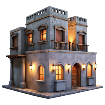 serene minimalist Urban Architecture at Twilight Cutout Detailed Facade genuine png