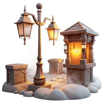 stunning abstract Urban Fog Scene Isolated with Warm Streetlights original png