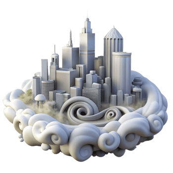 stunning abstract Urban Fog Swirls Isolated Dreamlike Cityscape high quality png