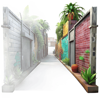 serene artistic Urban Jungle Alleyway with Graffiti Transparent Background professional png