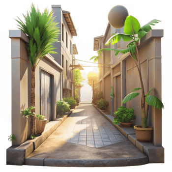 dramatic modern Urban Jungle Alleyway with Graffiti Transparent Background professional png
