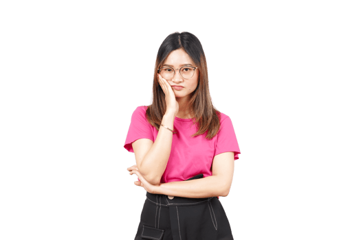 A woman in a pink shirt and black skirt png