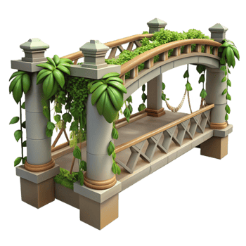 impressive abstract Urban Jungle Bridge with Vines Transparent Element high quality png
