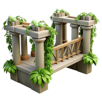beautiful classic Urban Jungle Bridge with Vines Transparent Element original png