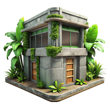 magnificent creative Urban Jungle Building Corner Cutout Grunge Style detailed png