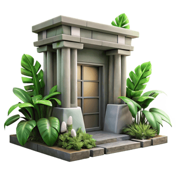 stunning classic Urban Jungle Building Entrance with Plants Isolated Element high resolution png